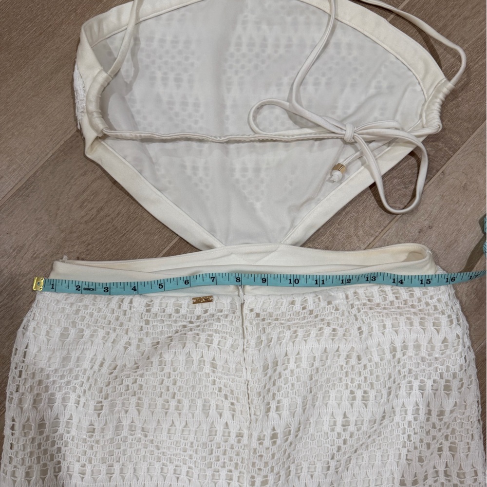 PATBO white ivory crochet halter beach cutout maxi dress - Size 10 - Picture 16 of 16